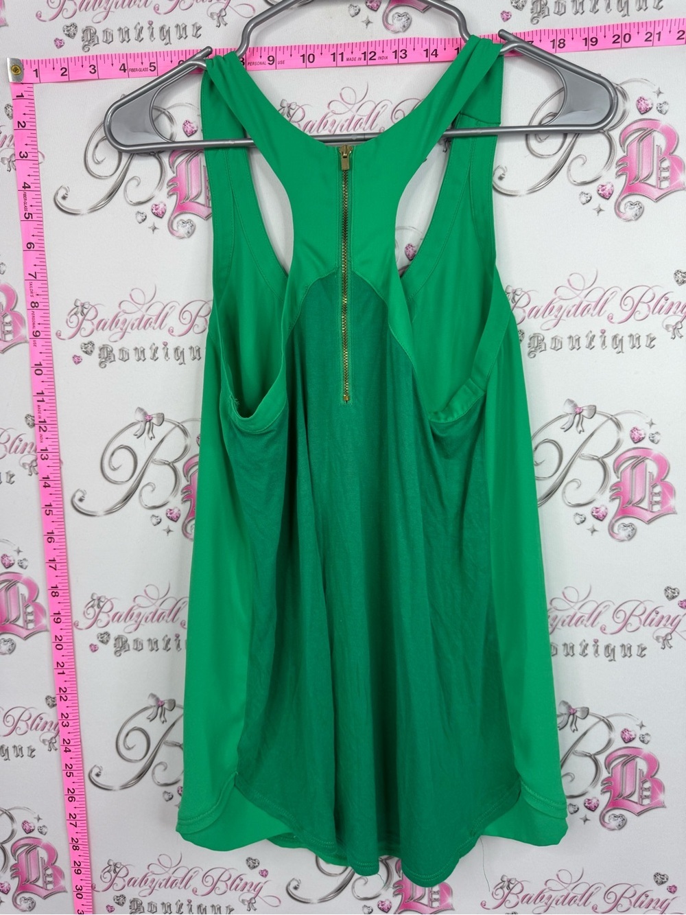 Express Green Racerback Tank with Zip Back - Picture 2 of 11
